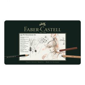 Set desen FABER-CASTELL Pitt Monochrome Grafit+Carbune+Pastel 33 piese, FC112977