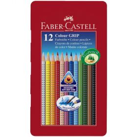 Creioane colorate 12 culori/set FABER-CASTELL Grip 2001 cutie metal, FC112413