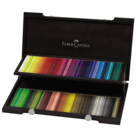 Creioane colorate FABER-CASTELL Polychromos 120 buc/set, cutie lemn, FC110013