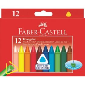 Creioane colorate cerate triunghiulare 12 culori/set FABER-CASTELL