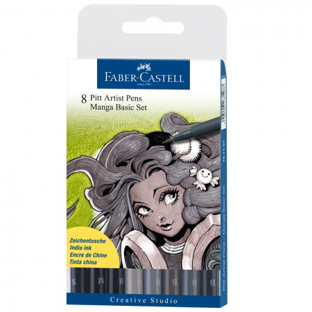 Creioane Manga FABER-CASTELL Pitt Artist Pen, 8 buc/set