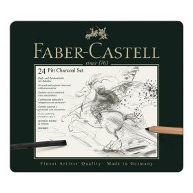 Set desen FABER-CASTELL Pitt Monochrome Carbune 24 piese, FC112978