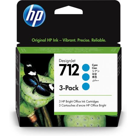 TRIPACK CARTUS CYAN NR.712 3ED77A ORIGINAL HP DESIGNJET T630