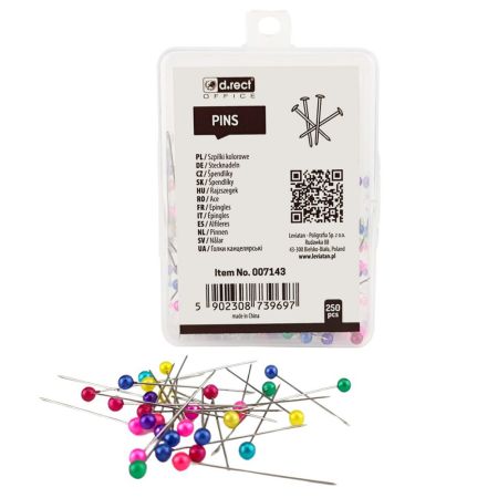 Bolduri cu gamalie colorata D.RECT, 250 buc/set