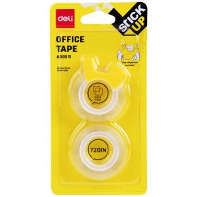 Banda adeziva invizibila cu dispenser, 12mm x 18.3m, DELI A30511, 2 buc/set