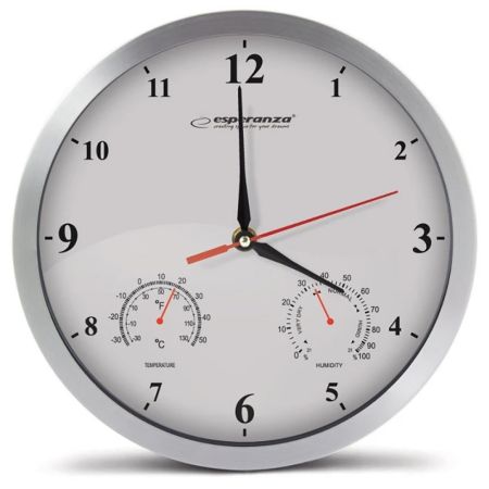 Ceas perete 29 cm, indicator temperatura si umiditate ESPERANZA 