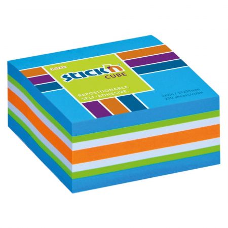 Cub notite autoadezive 51x51 mm, 250 file color, STICK'N