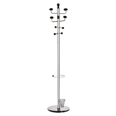 Cuier metalic argintiu cu accesorii negre, 180/38cm, ALCO