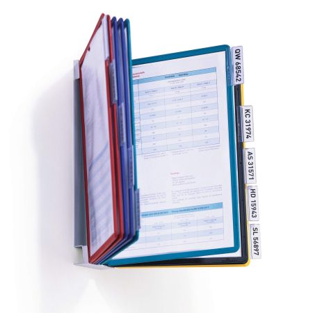 Display perete cu 10 buzunare A4, rama color, DURABLE Vario Wall