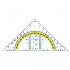 Echer 16 cm cu raportor 180 grade plastic transparent ALCO
