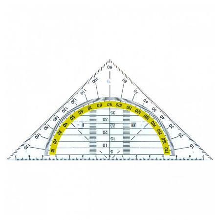 Echer 16 cm cu raportor 180 grade plastic transparent ALCO