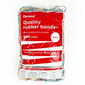 Elastice pentru bani, D 65, 1.5 mm x 1.5 mm, 500 g/punga, OPTIMA