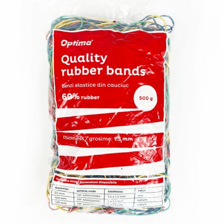 Elastice colorate bani, D 65, 1.5 mm x 1.5 mm, 500 g/punga, OPTI