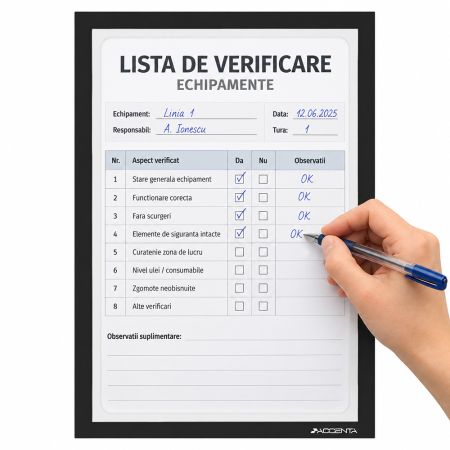 Folie magnetica cu decupaj interior, rama neagra A4, ACCENTA