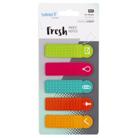 Index autoadeziv plastic 45x12 mm, 5 culori, SMART Fresh