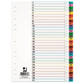 Index carton Mylar, numeric 1-31, margine color, Q-CONNECT
