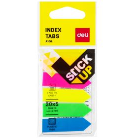Index autoadeziv plastic tip sageata 43x12 mm, 5 culori DELI Stick Up