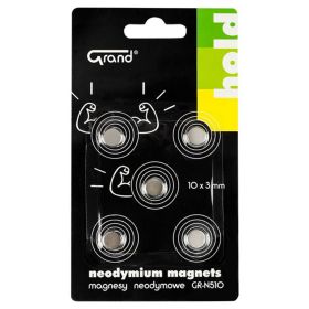 Magneti puternici neodim, D 10 mm, GRAND GR-N510, 5 buc/set