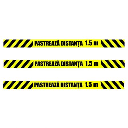 Marcaj podea "Pastreaza distanta 1,5 m", 5x70 cm, 3 bu
