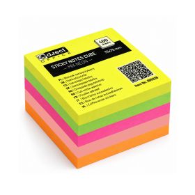 Cub notite autoadezive 75x75 mm, 400 file, color neon D.RECT