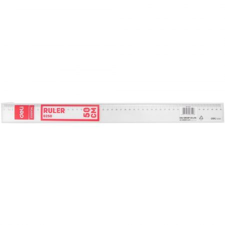 Rigla din plastic transparent 50 cm DELI 6250