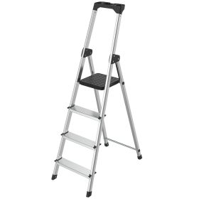 Scara aluminiu cu 4 trepte si suport de scule, pliabila, TWINCO 3028-4