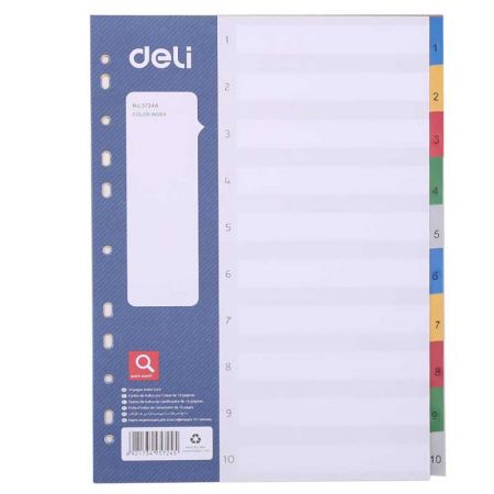 Index plastic color numeric 1-10, format A4, DELI
