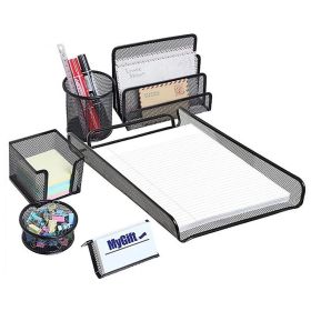 Set 6 piese organizare birou, metal, Mesh