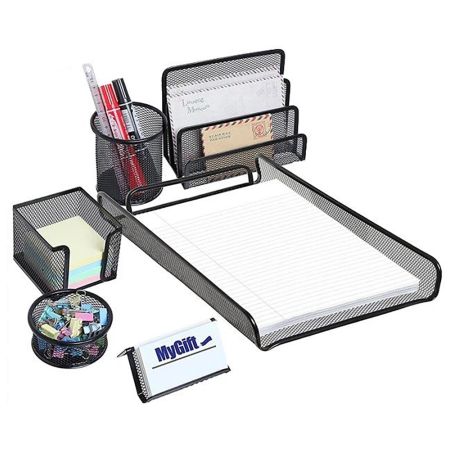 Set 6 piese organizare birou, metal, Mesh