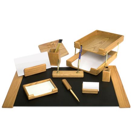 Set de birou lux din lemn FORPUS 10 piese - stejar