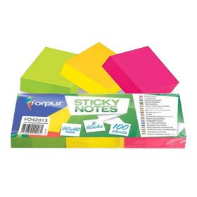 Notes autoadeziv 50x38 mm, 3x100 file/set, neon FORPUS