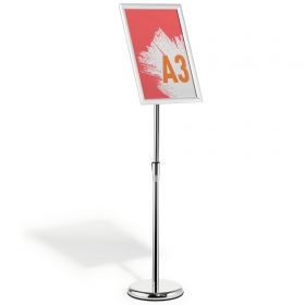 Suport de afis A3 cu picior din aluminiu si rama click, DURABLE