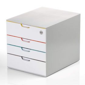 Suport documente birou 4 sertare si inchidere cheie, DURABLE Varicolor Mix 