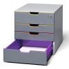 Suport documente birou 4 sertare si inchidere cheie, DURABLE Varicolor 
