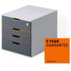 Suport documente birou 4 sertare si inchidere cheie, DURABLE Varicolor 