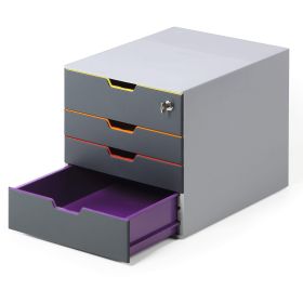 Suport documente birou 4 sertare si inchidere cheie, DURABLE Varicolor 