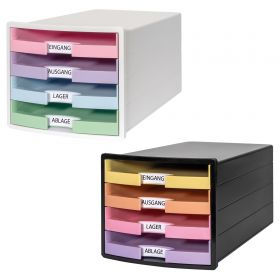 Suport documente birou cu 4 sertare, culori pastel, HAN Impuls 2.0, tip deschis