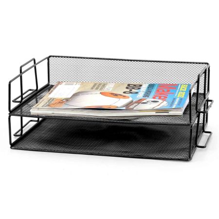 Suport documente metalic, cu 2 tavite suprapozabile, Mesh