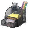 Suport accesorii birou, metalic, 3 compartimente si 1 sertar, Mesh 9061