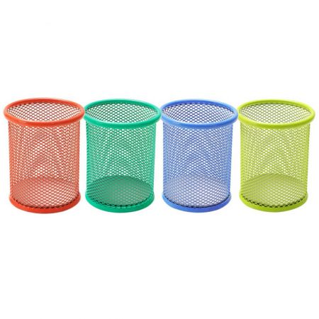 Suport instrumente de scris metalic, forma cilindrica, DELI Mesh