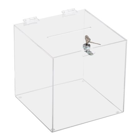 Urna plexiglas transparent, inchidere cu cheie, 20 cm