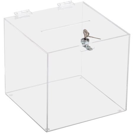 Urna plexiglas transparent, inchidere cu cheie, 25 cm
