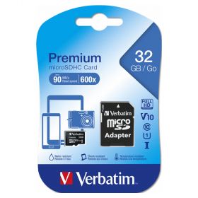 Card memorie micro SD 32GB, clasa 10 si adaptor VERBATIM Premium