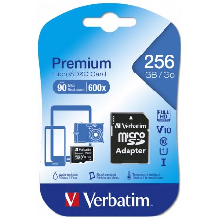 Card memorie micro SD 256 gb, VERBATIM Premium