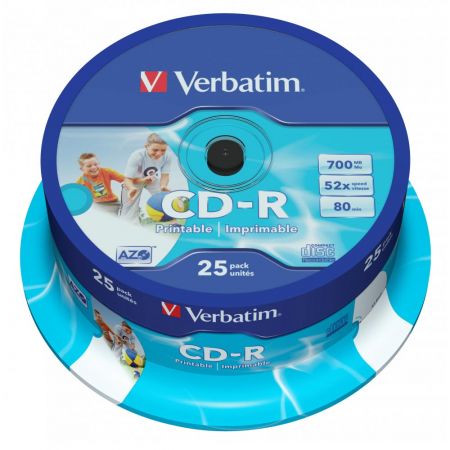 CD-R printabil, 25 buc/set, 700MB, 52X, VERBATIM 43439