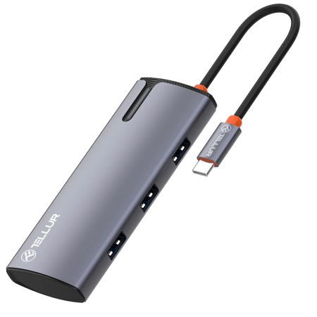 Hub USB-C, 3x USB 3.0, port Type-C si HDMI, TELLUR