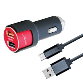 Incarcator auto cu 2 porturi, cablu Micro USB, LEMONTTI