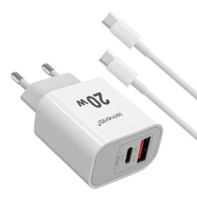 Incarcator priza cu 2 porturi, cablu Type-C, LEMONTTI 20W