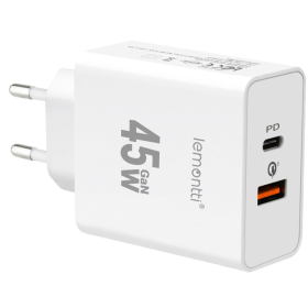 Incarcator priza cu 2 porturi, GaN Power, LEMONTTI 45W