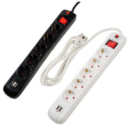 Prelungitor 5 prize, 2 porturi USB, 3 m, protectie supratensiune